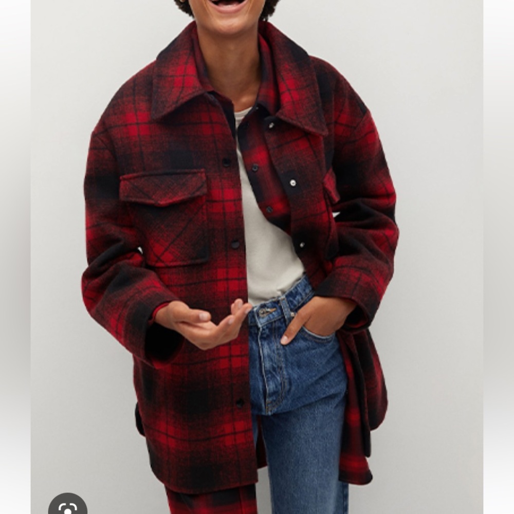 Mango Oversized Plaid Shirt Jacket - image 1